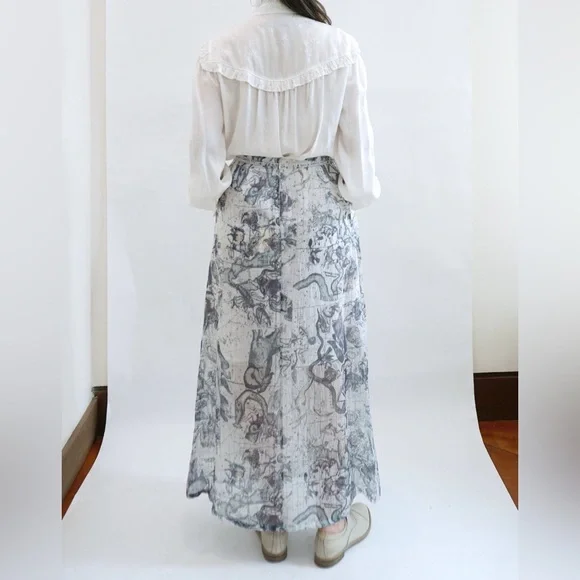 NWT Raquel Allegra Maxi Zodiac Print Skirt Sz 2